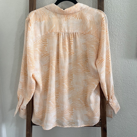 Chico’s Mini Ruffle Desert Zebra Peach Quartz Blouse Chico’s SZ 2 - Picture 5 of 7